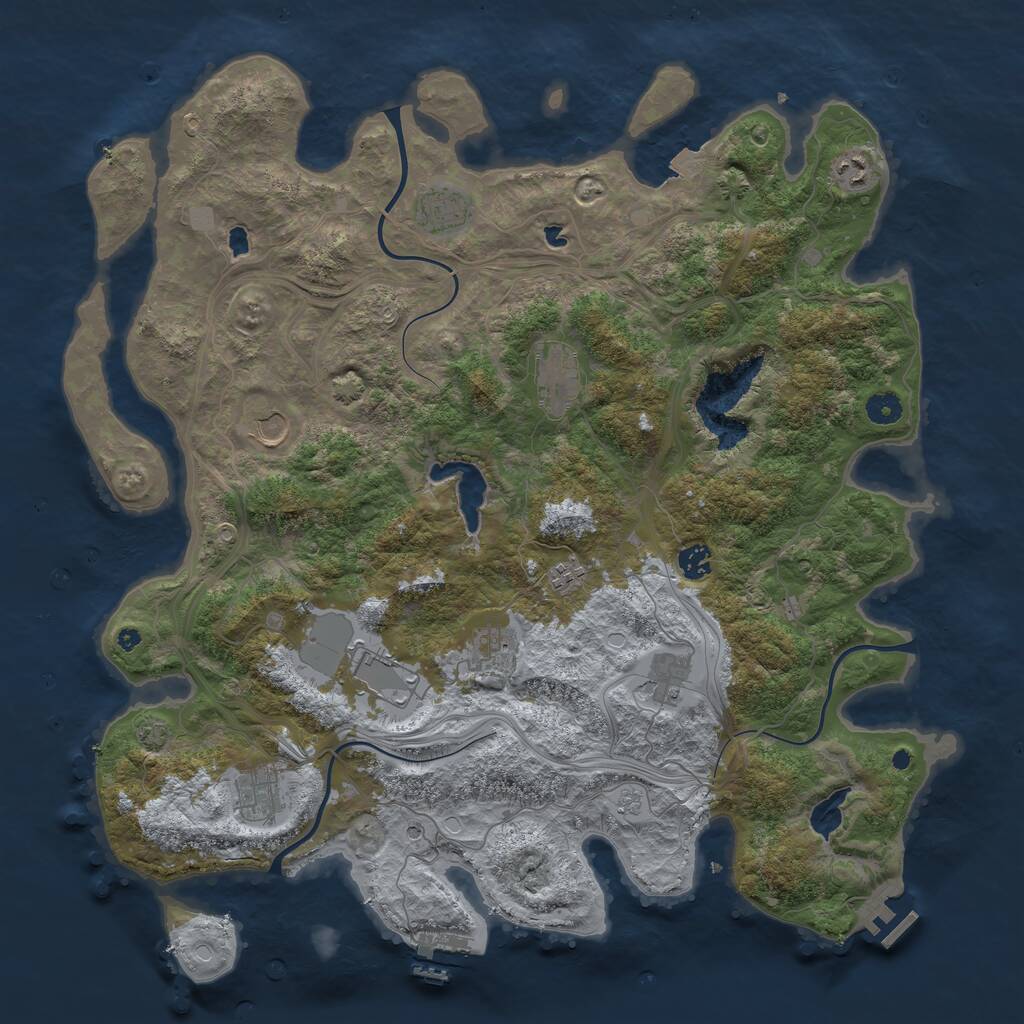 Rust Map: Procedural Map, Size: 4500, Seed: 72217684, 16 Monuments