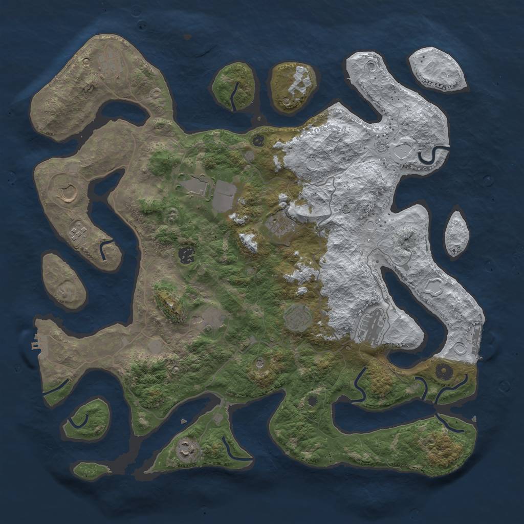 Rust Map: Procedural Map, Size: 4500, Seed: 4356353, 19 Monuments