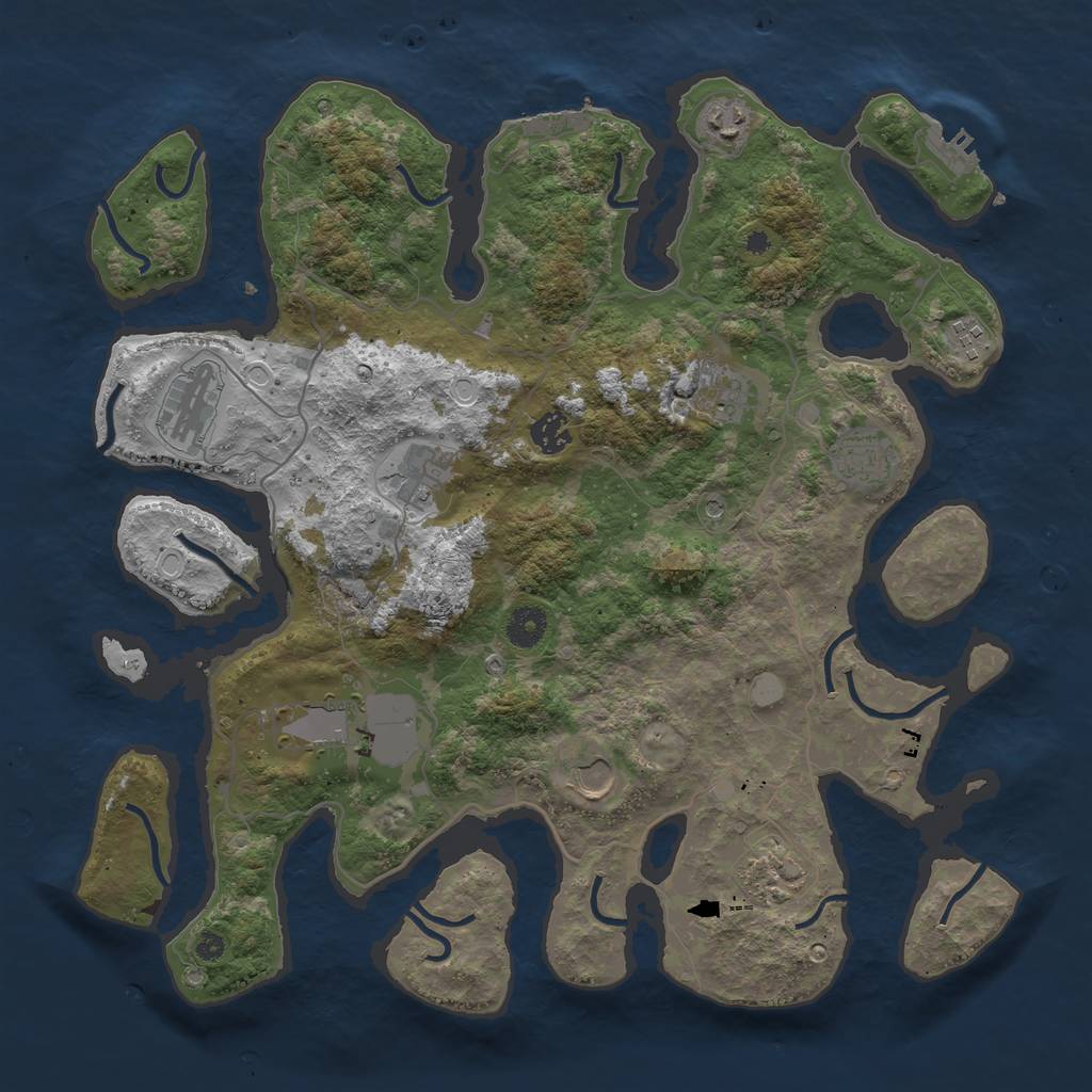 Rust Map: Procedural Map, Size: 4000, Seed: 105400590, 18 Monuments