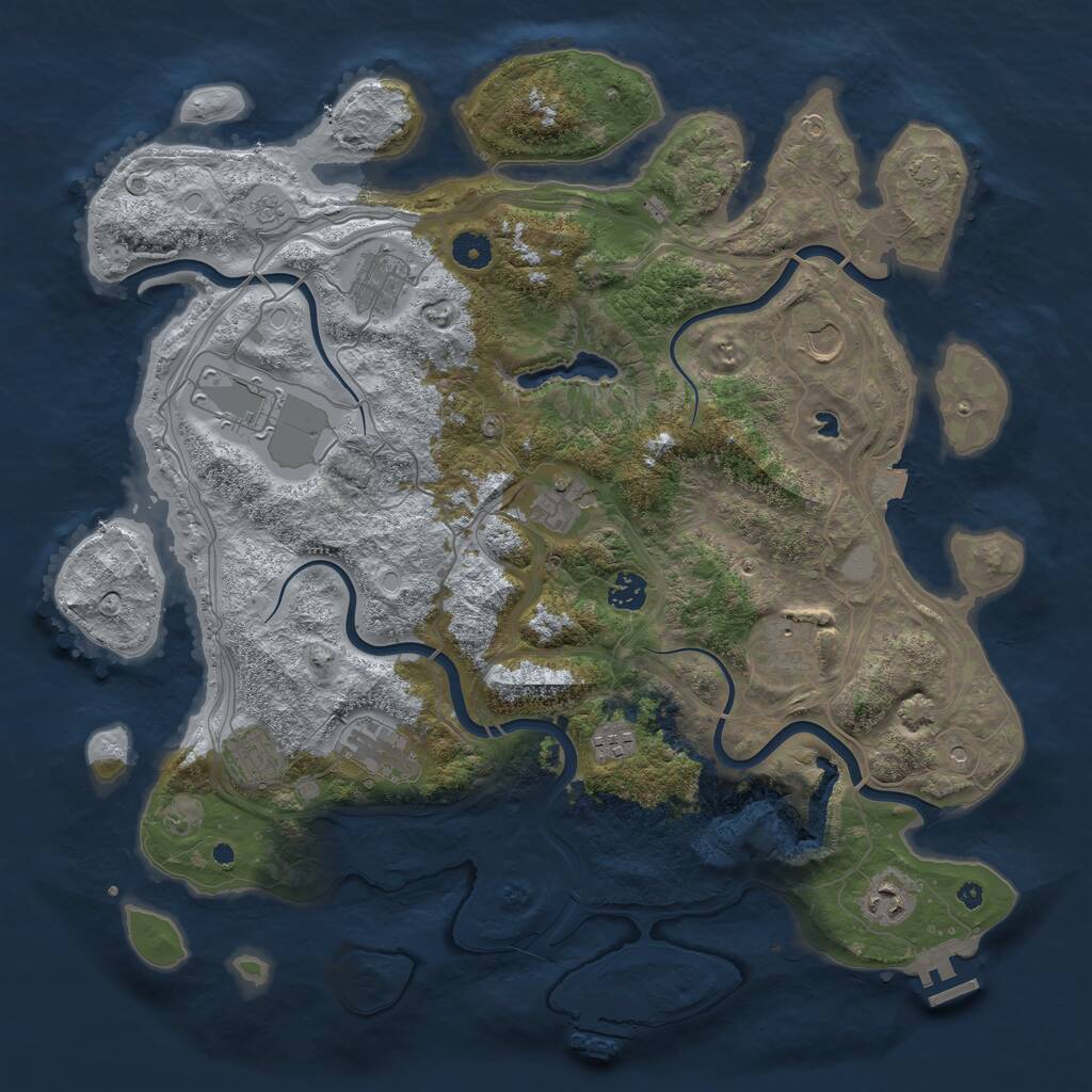 Rust Map: Procedural Map, Size: 4250, Seed: 28991, 16 Monuments
