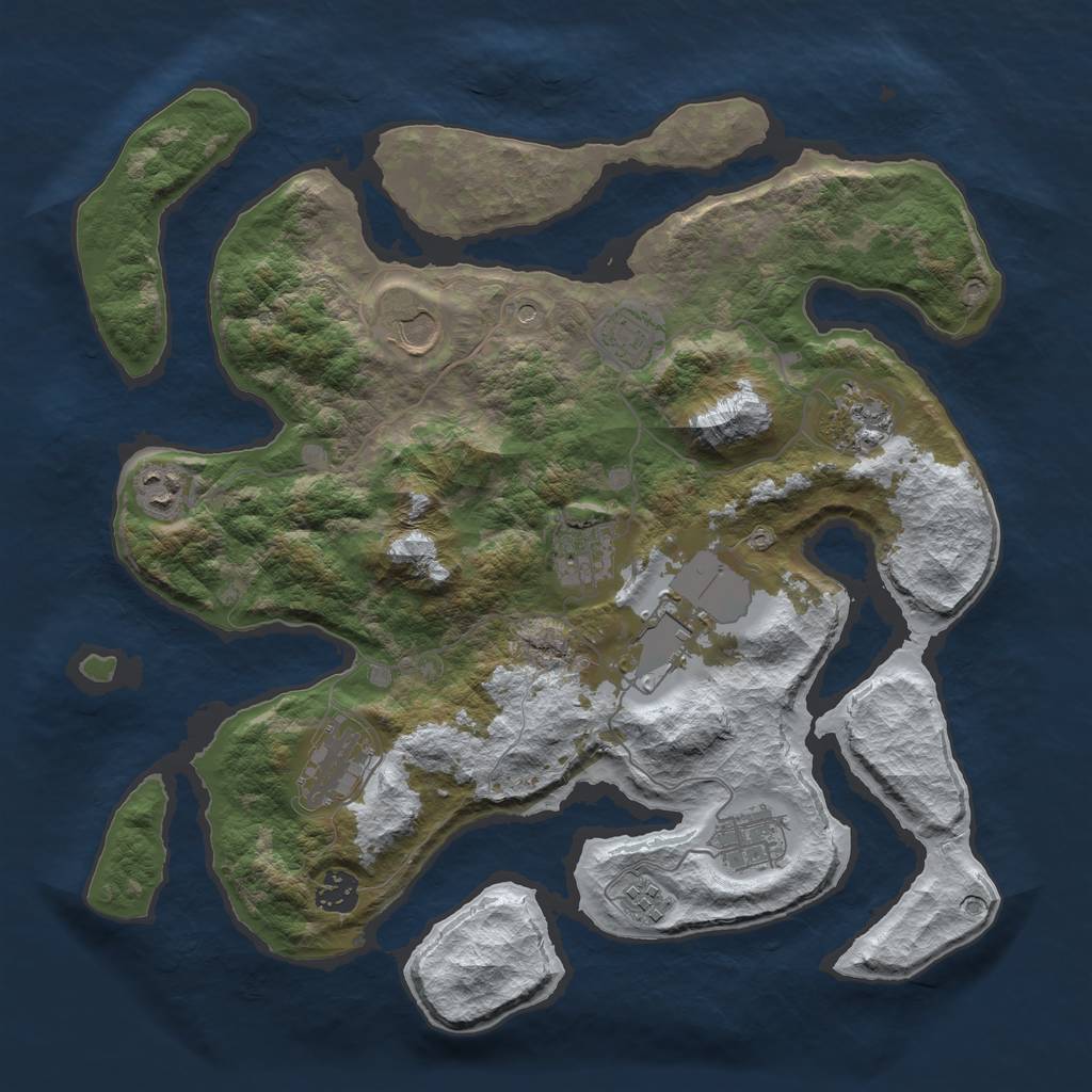 Rust Map: Barren, Size: 3750, Seed: 2022950920, 13 Monuments