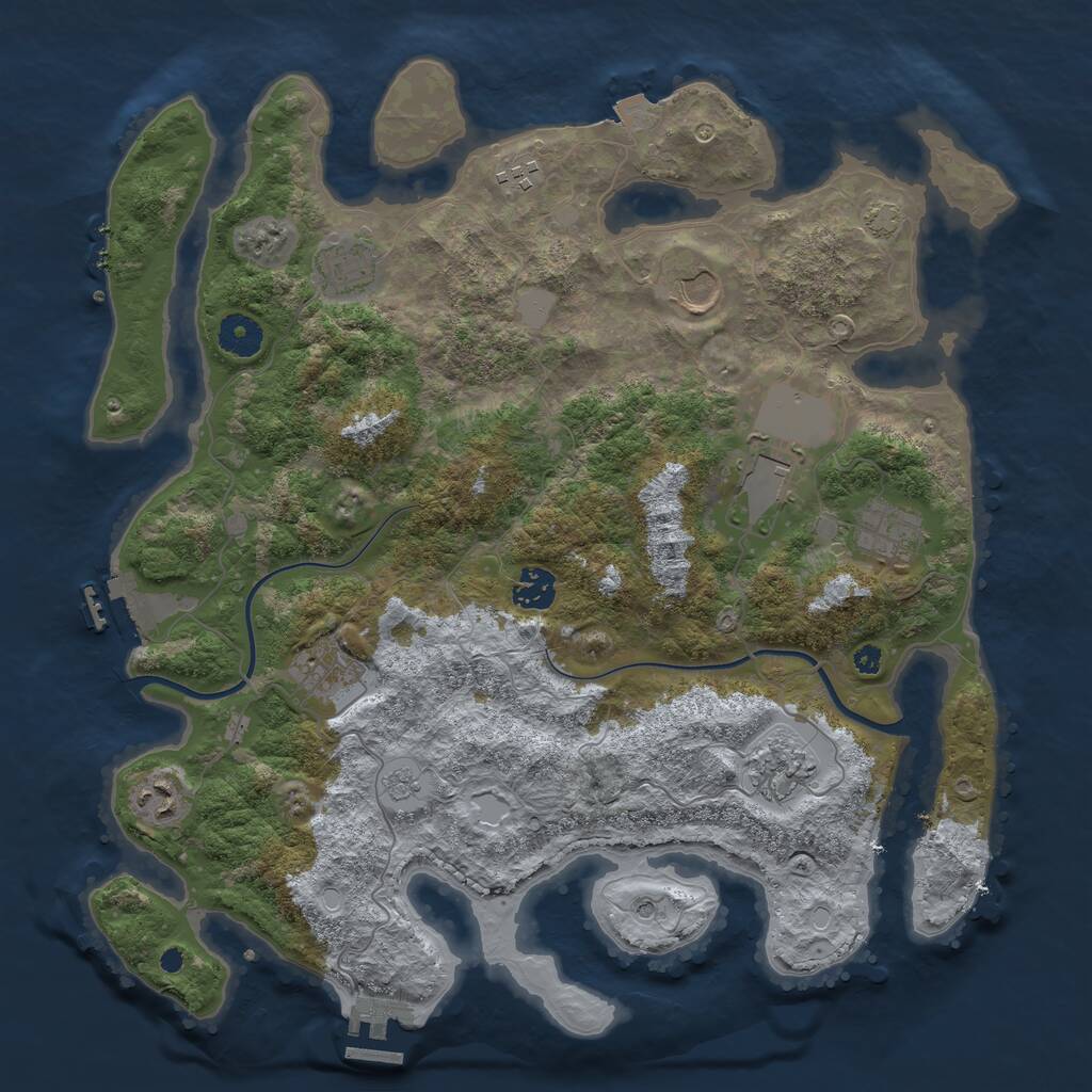 Rust Map: Procedural Map, Size: 3800, Seed: 47, 15 Monuments