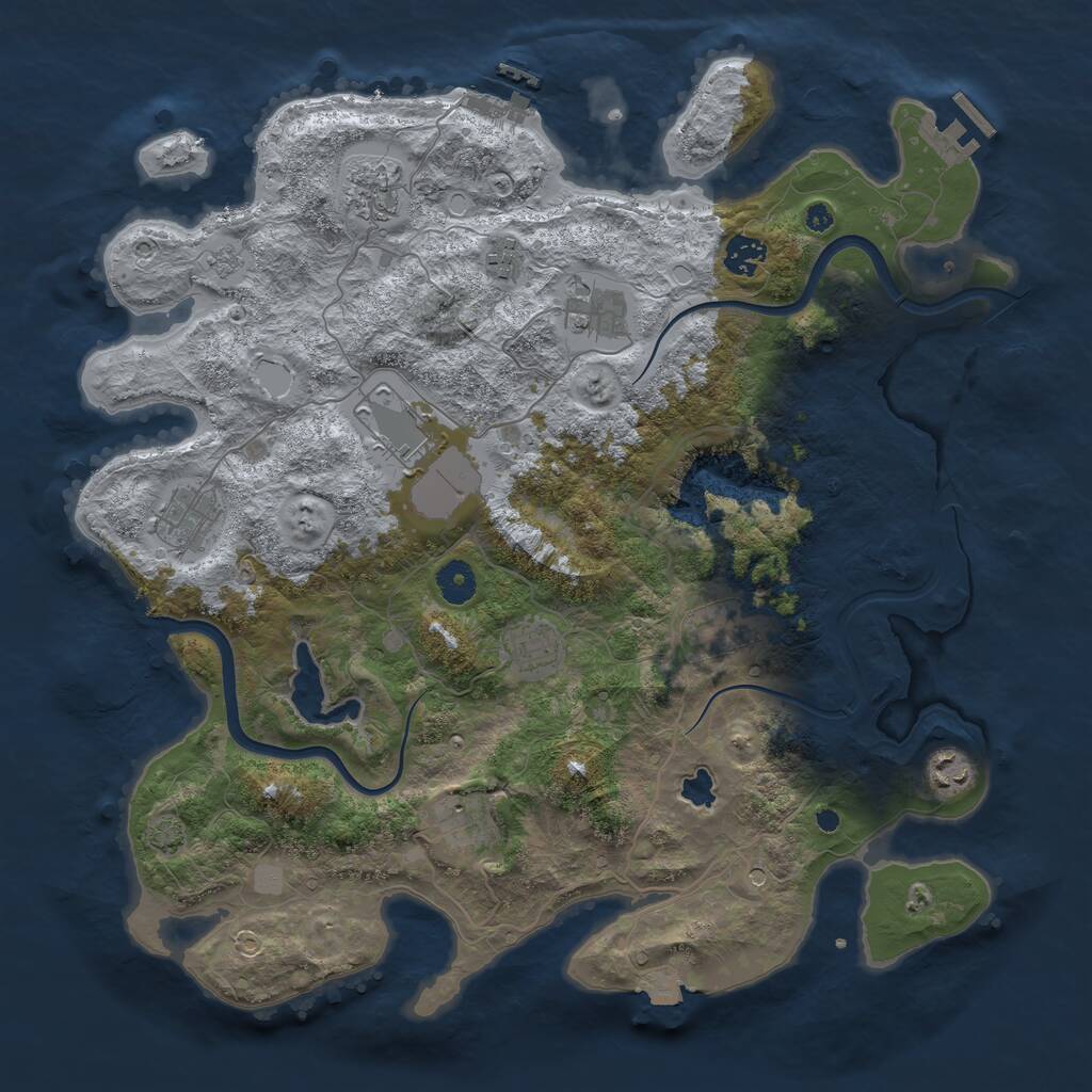Rust Map: Procedural Map, Size: 4000, Seed: 168300, 16 Monuments