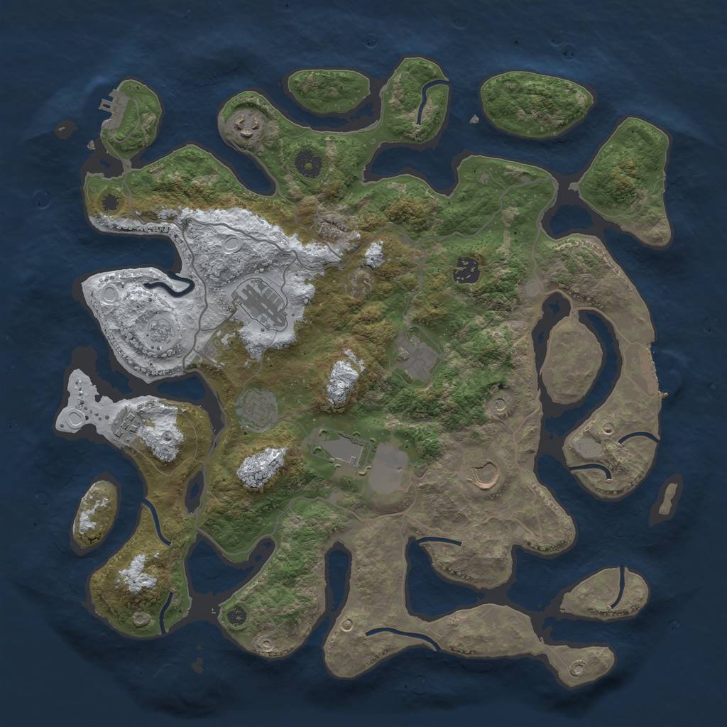 Rust Map: Procedural Map, Size: 4000, Seed: 626647, 17 Monuments