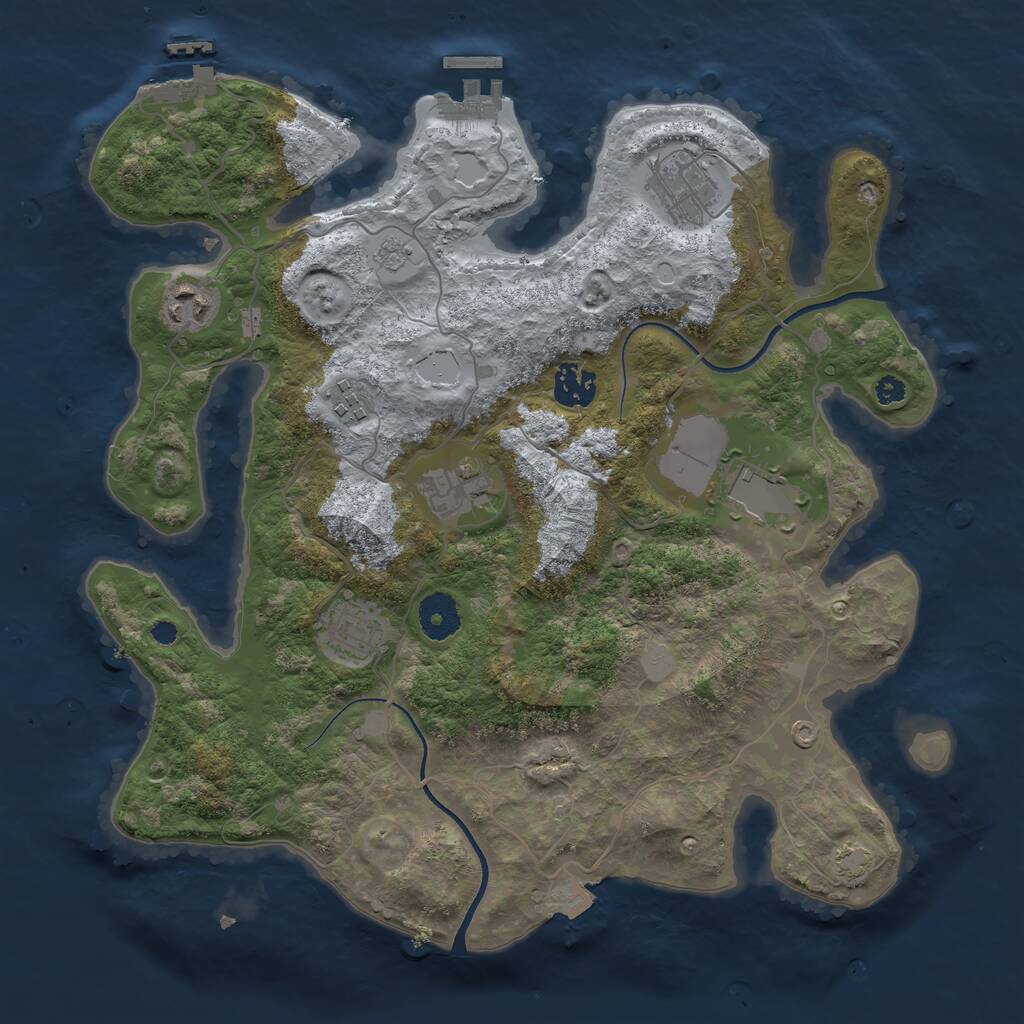 Rust Map: Procedural Map, Size: 3500, Seed: 4157966, 12 Monuments