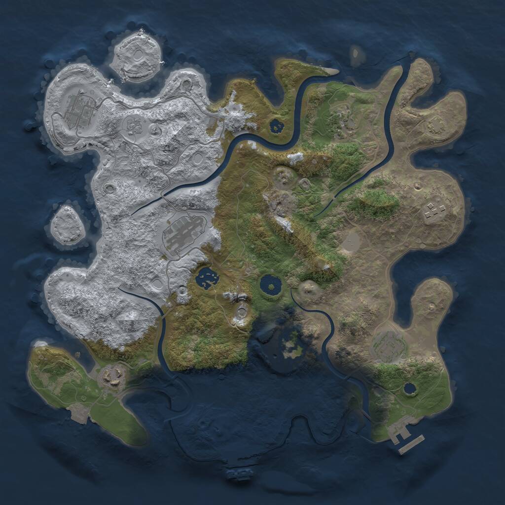 Rust Map: Procedural Map, Size: 3550, Seed: 517349, 14 Monuments