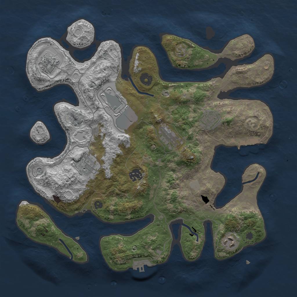 Rust Map: Procedural Map, Size: 3550, Seed: 517349, 15 Monuments