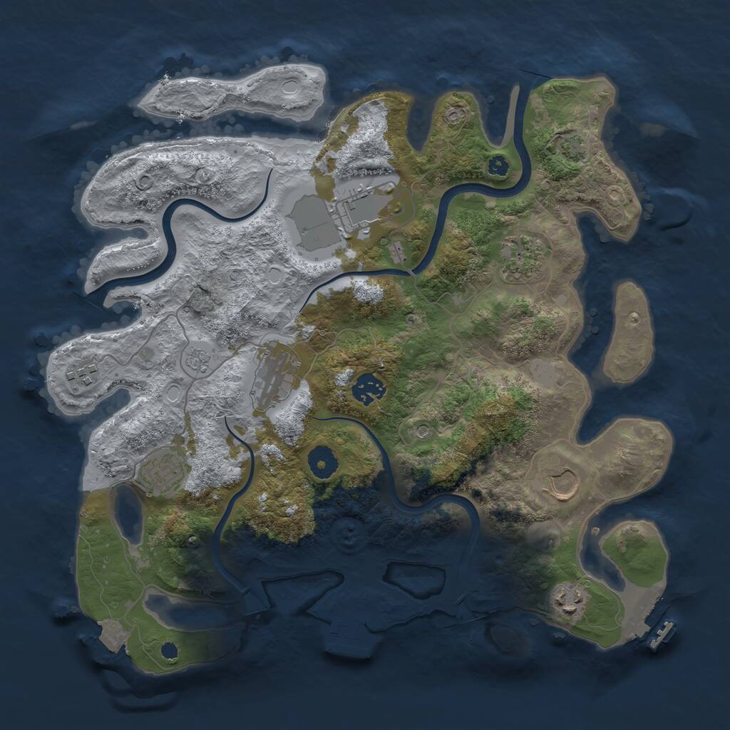 Rust Map: Procedural Map, Size: 3550, Seed: 967668, 14 Monuments