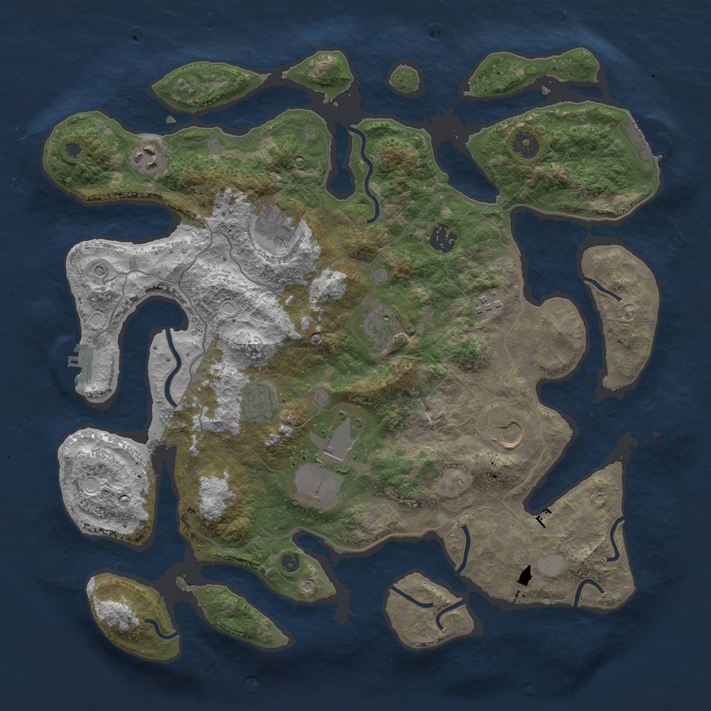 Rust Map: Procedural Map, Size: 4000, Seed: 301789, 16 Monuments