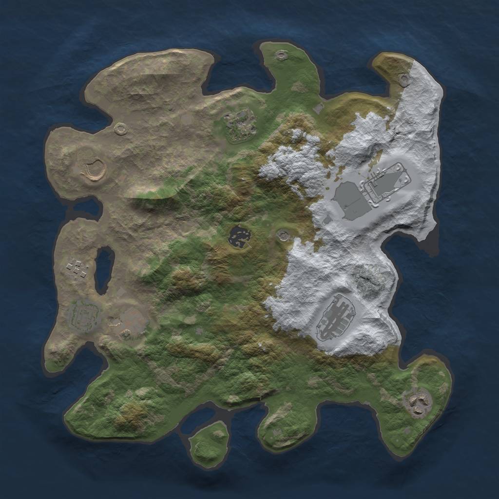 Rust Map: Barren, Size: 3500, Seed: 45623, 12 Monuments