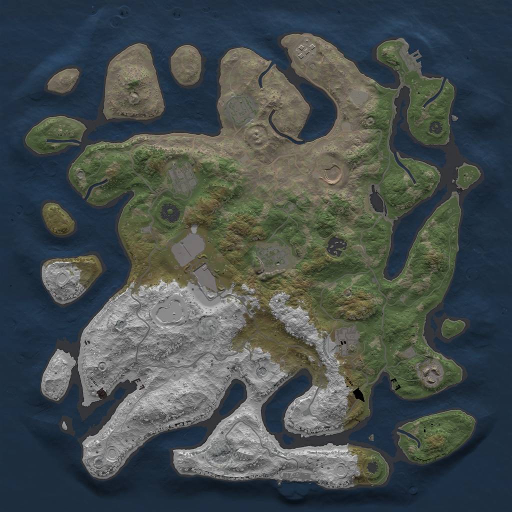 Rust Map: Procedural Map, Size: 4000, Seed: 191003, 17 Monuments