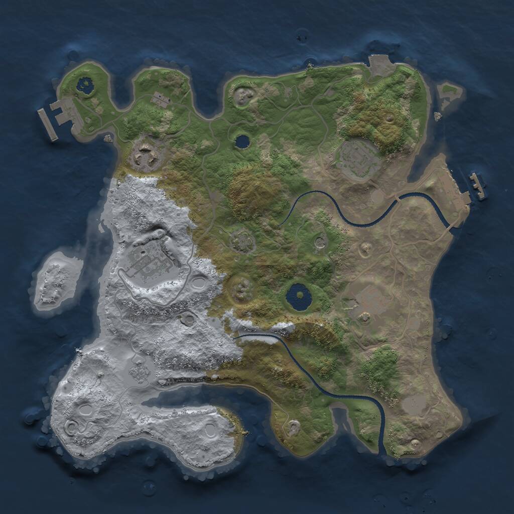 Rust Map: Procedural Map, Size: 3000, Seed: 27224728, 10 Monuments