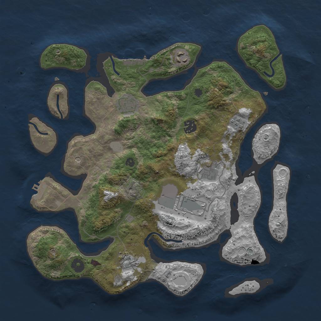 Rust Map: Procedural Map, Size: 3600, Seed: 20401, 15 Monuments