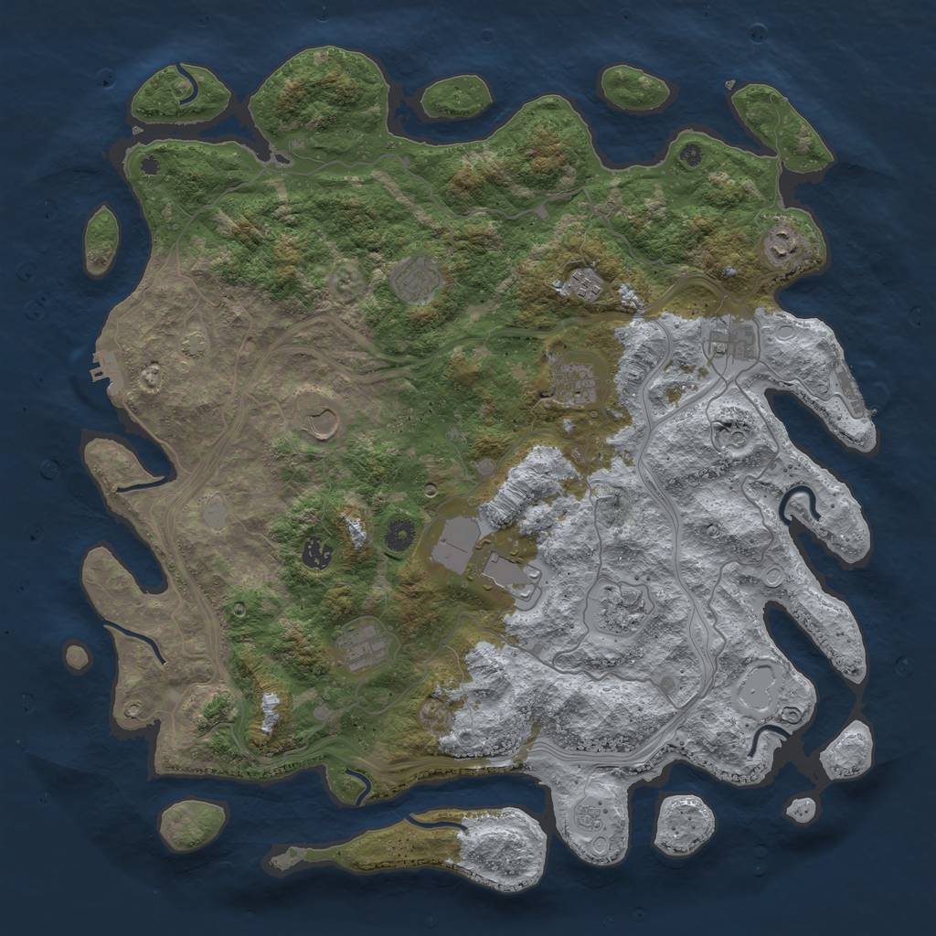 Rust Map: Procedural Map, Size: 4500, Seed: 1595962579, 18 Monuments