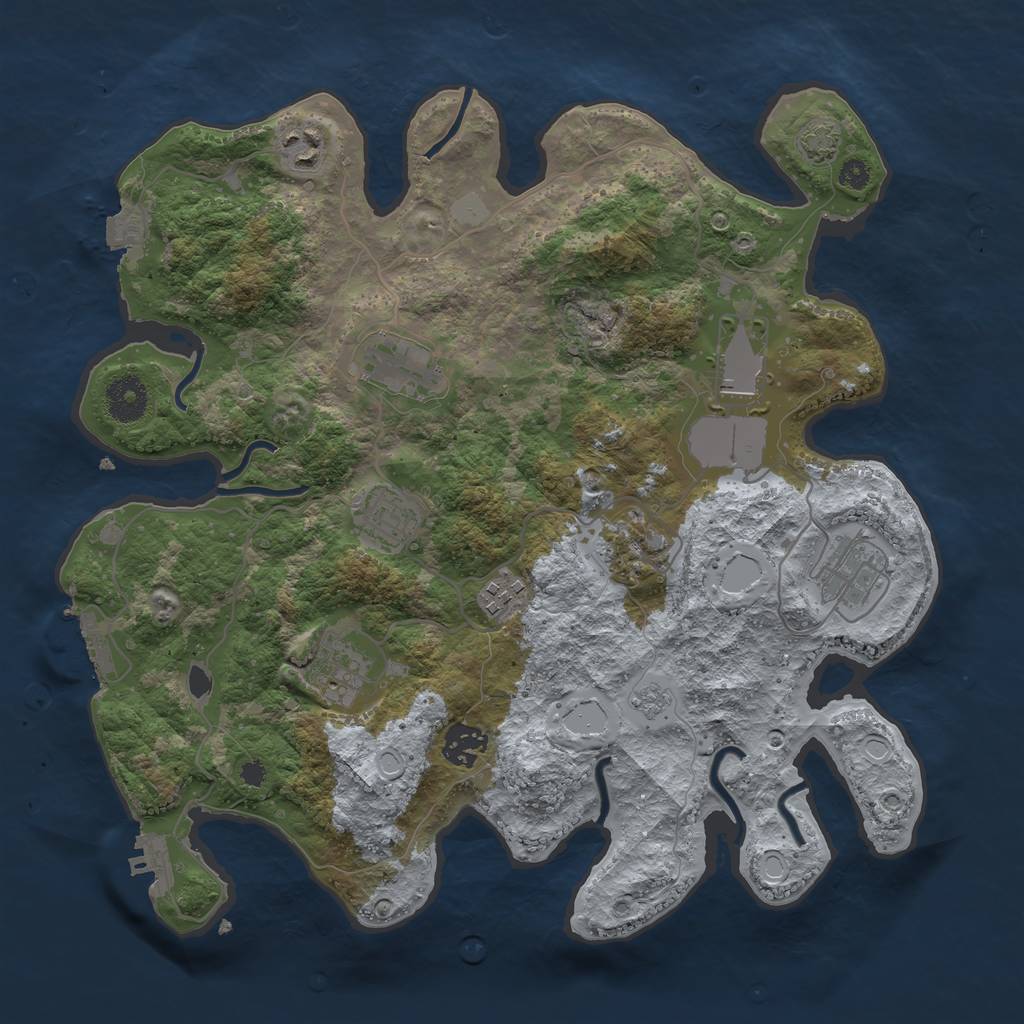 Rust Map: Procedural Map, Size: 3500, Seed: 20, 16 Monuments