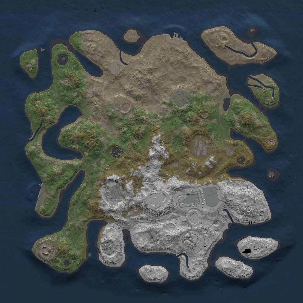 Rust Map: Procedural Map, Size: 4000, Seed: 223394, 17 Monuments