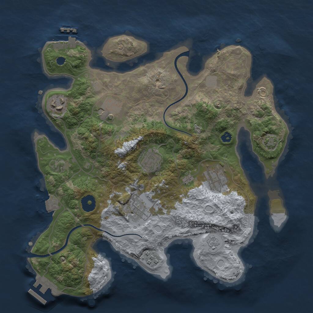 Rust Map: Procedural Map, Size: 3000, Seed: 34977133, 11 Monuments