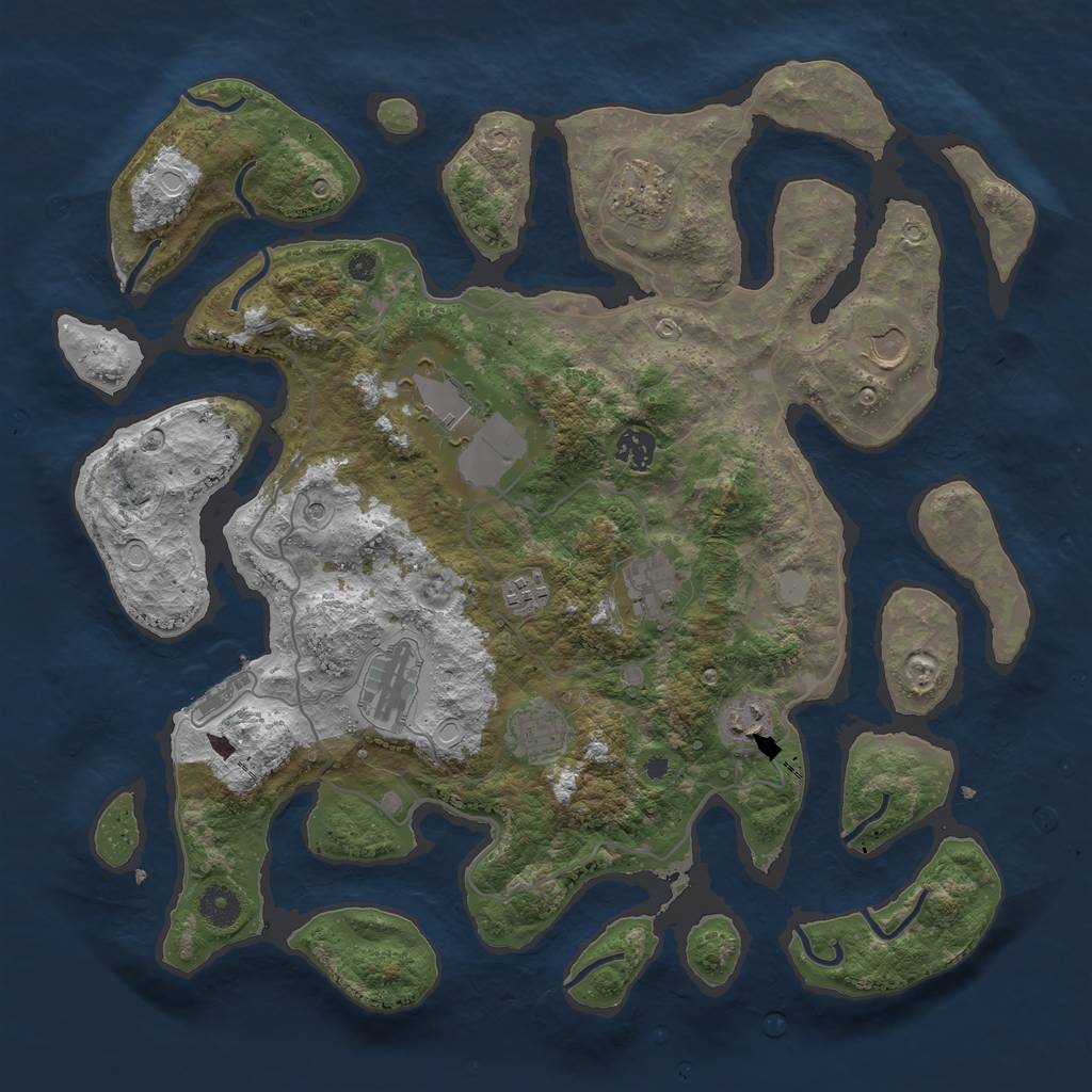 Rust Map: Procedural Map, Size: 4000, Seed: 308055, 16 Monuments