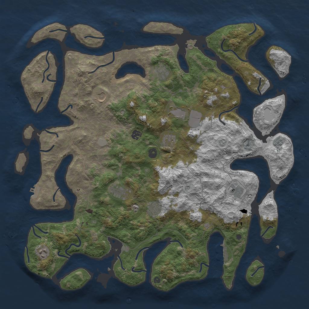 Rust Map: Procedural Map, Size: 4800, Seed: 461325462, 18 Monuments