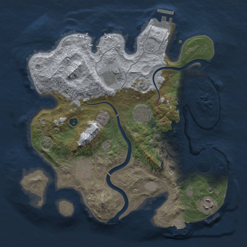 Rust Map: Procedural Map, Size: 3000, Seed: 1286537736, 10 Monuments