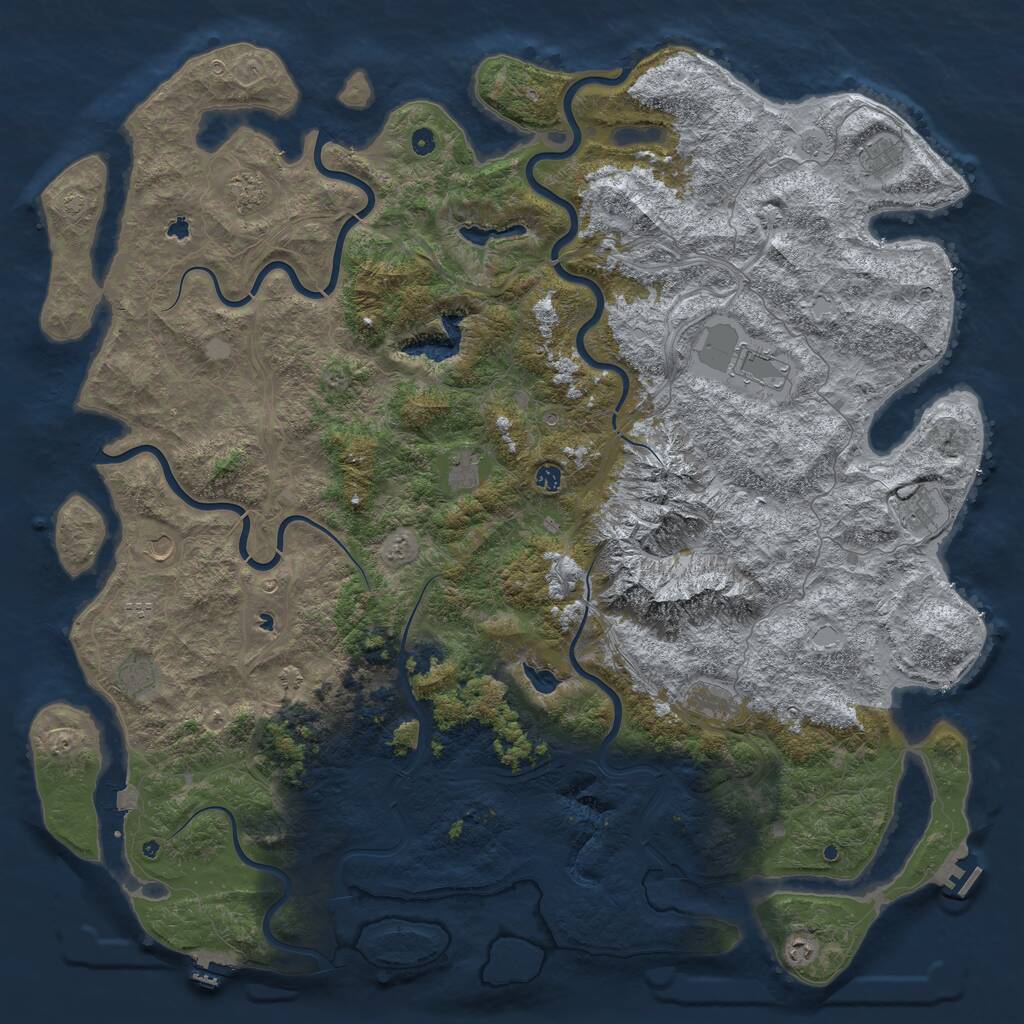 Rust Map: Procedural Map, Size: 6000, Seed: 1122, 17 Monuments