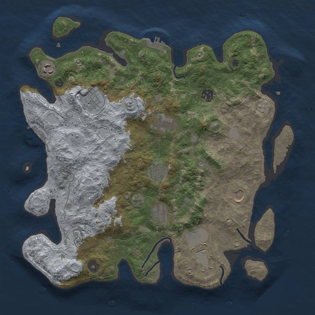 Rust Map: Procedural Map, Size: 3800, Seed: 1231244363, 19 Monuments