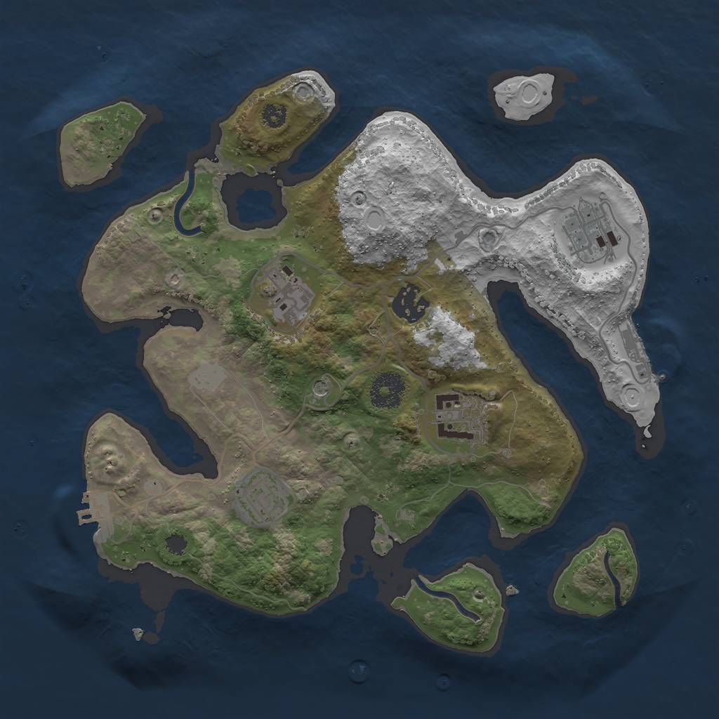 Rust Map: Procedural Map, Size: 3000, Seed: 2065142979, 13 Monuments