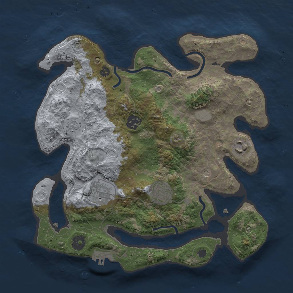 Rust Map: Procedural Map, Size: 3000, Seed: 2433819, 12 Monuments