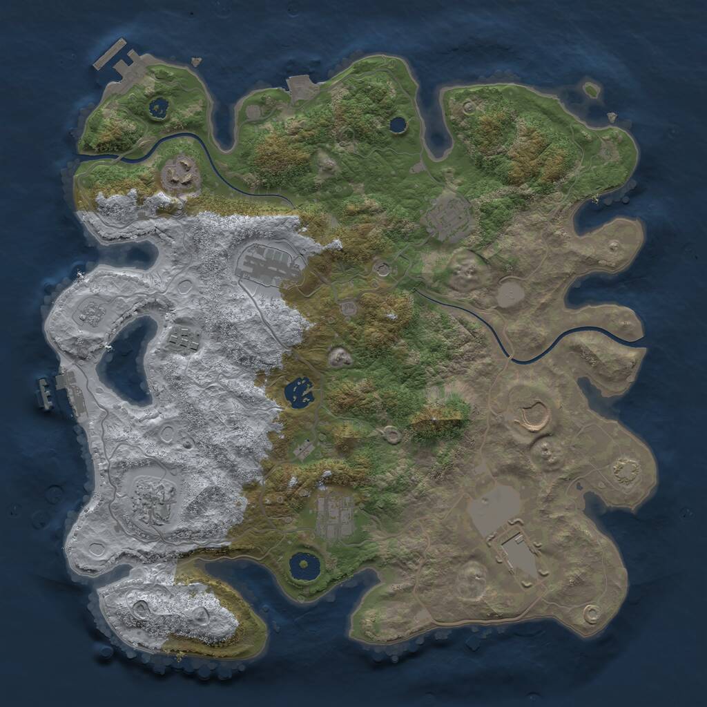 Rust Map: Procedural Map, Size: 3550, Seed: 131166, 15 Monuments