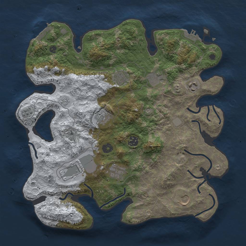 Rust Map: Procedural Map, Size: 3550, Seed: 131166, 18 Monuments