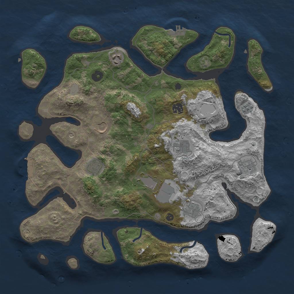 Rust Map: Procedural Map, Size: 4000, Seed: 516395, 17 Monuments
