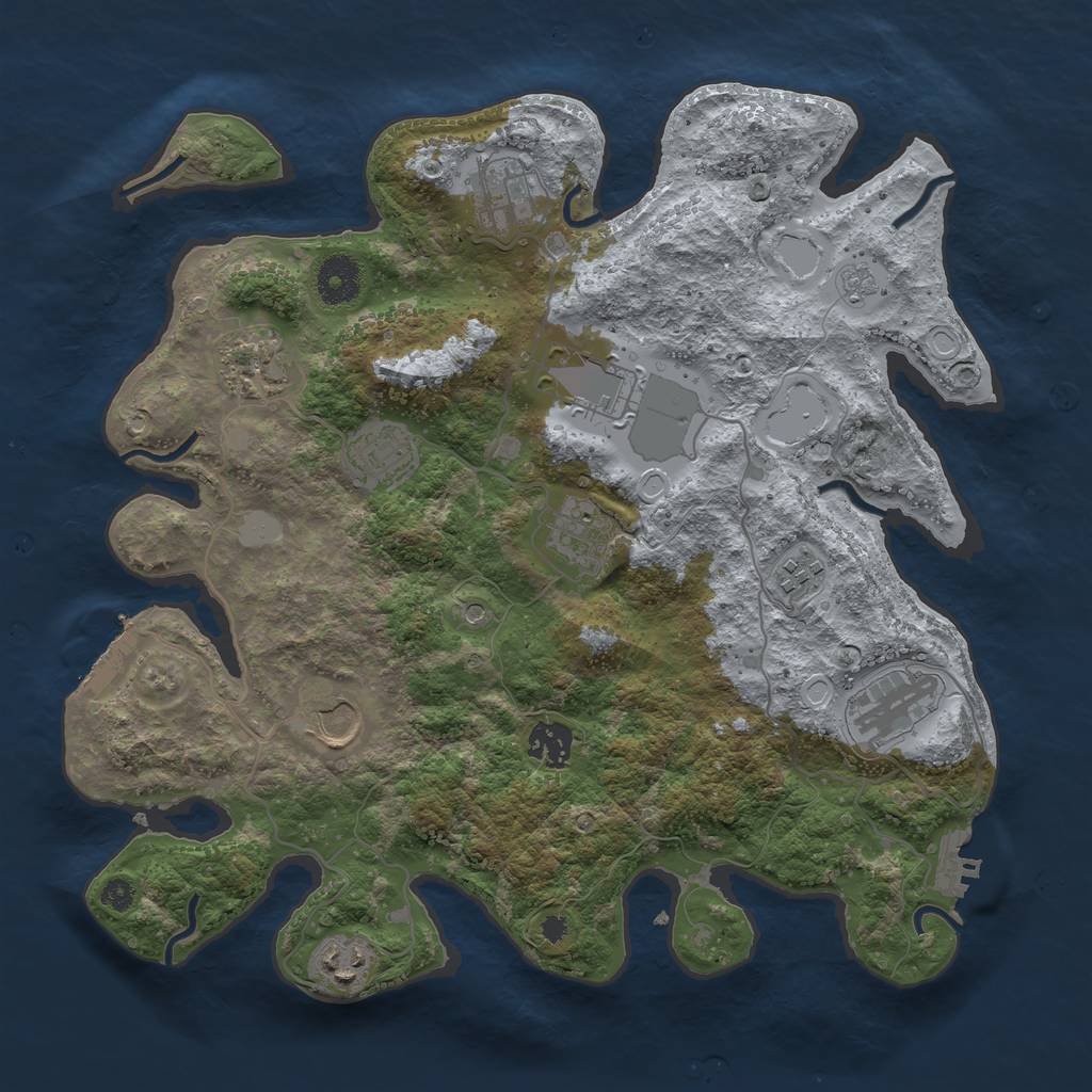 Rust Map: Procedural Map, Size: 3550, Seed: 127125, 17 Monuments