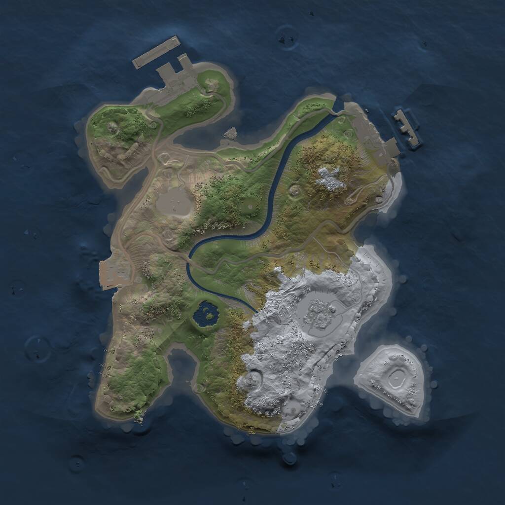 Rust Map: Procedural Map, Size: 2000, Seed: 46845, 4 Monuments