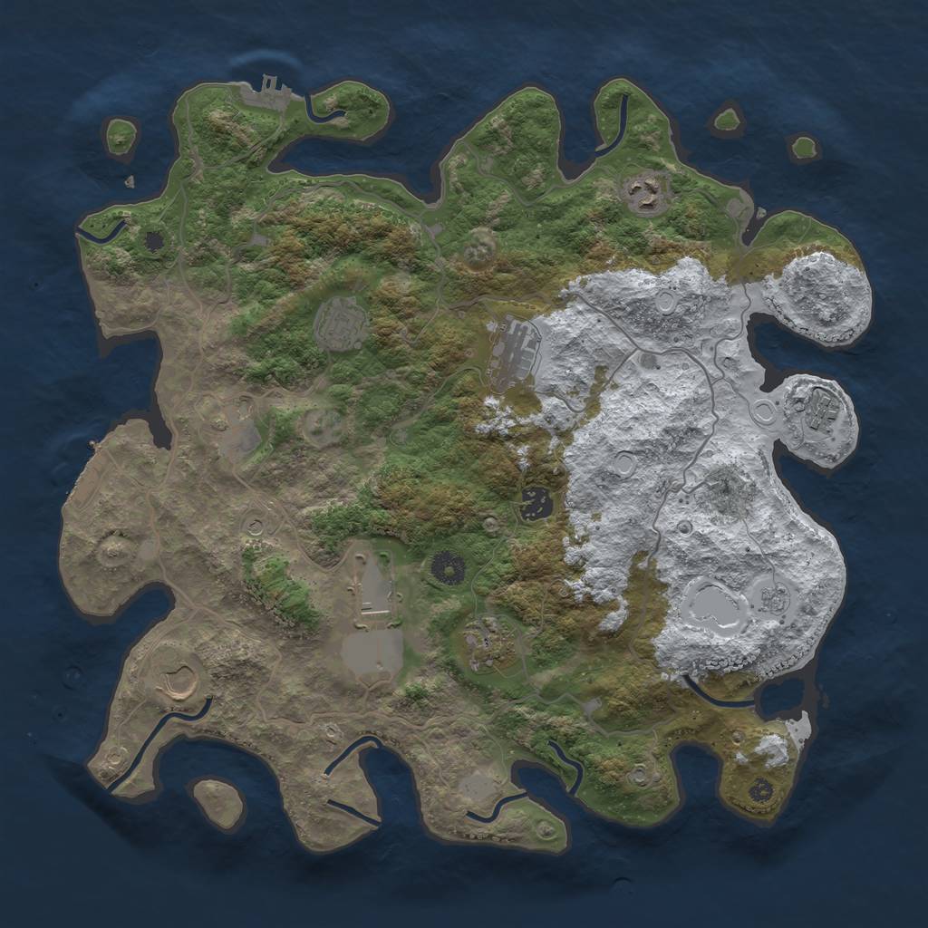 Rust Map: Procedural Map, Size: 4000, Seed: 440826, 18 Monuments