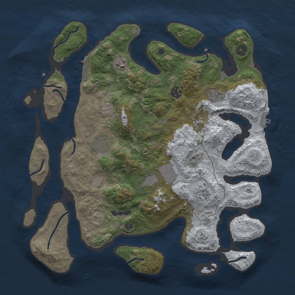 Rust Map: Procedural Map, Size: 4000, Seed: 170070, 16 Monuments