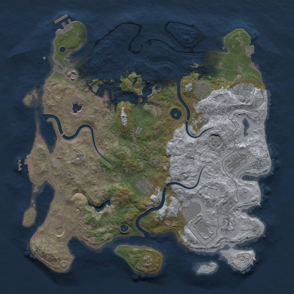 Rust Map: Procedural Map, Size: 4000, Seed: 170070, 16 Monuments