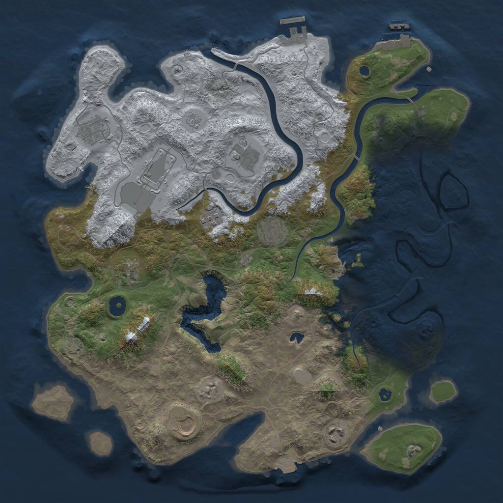 Rust Map: Procedural Map, Size: 4000, Seed: 1286537736, 14 Monuments