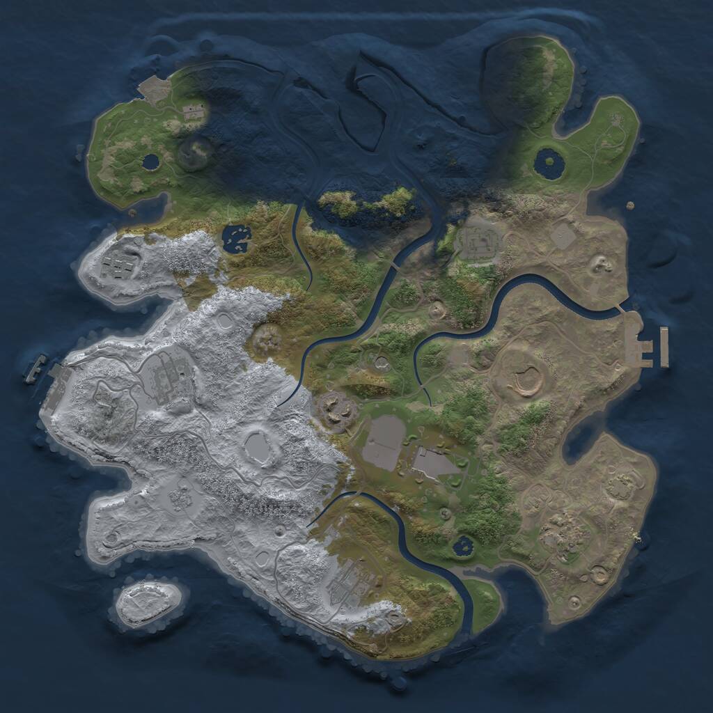 Rust Map: Procedural Map, Size: 3550, Seed: 207815, 15 Monuments