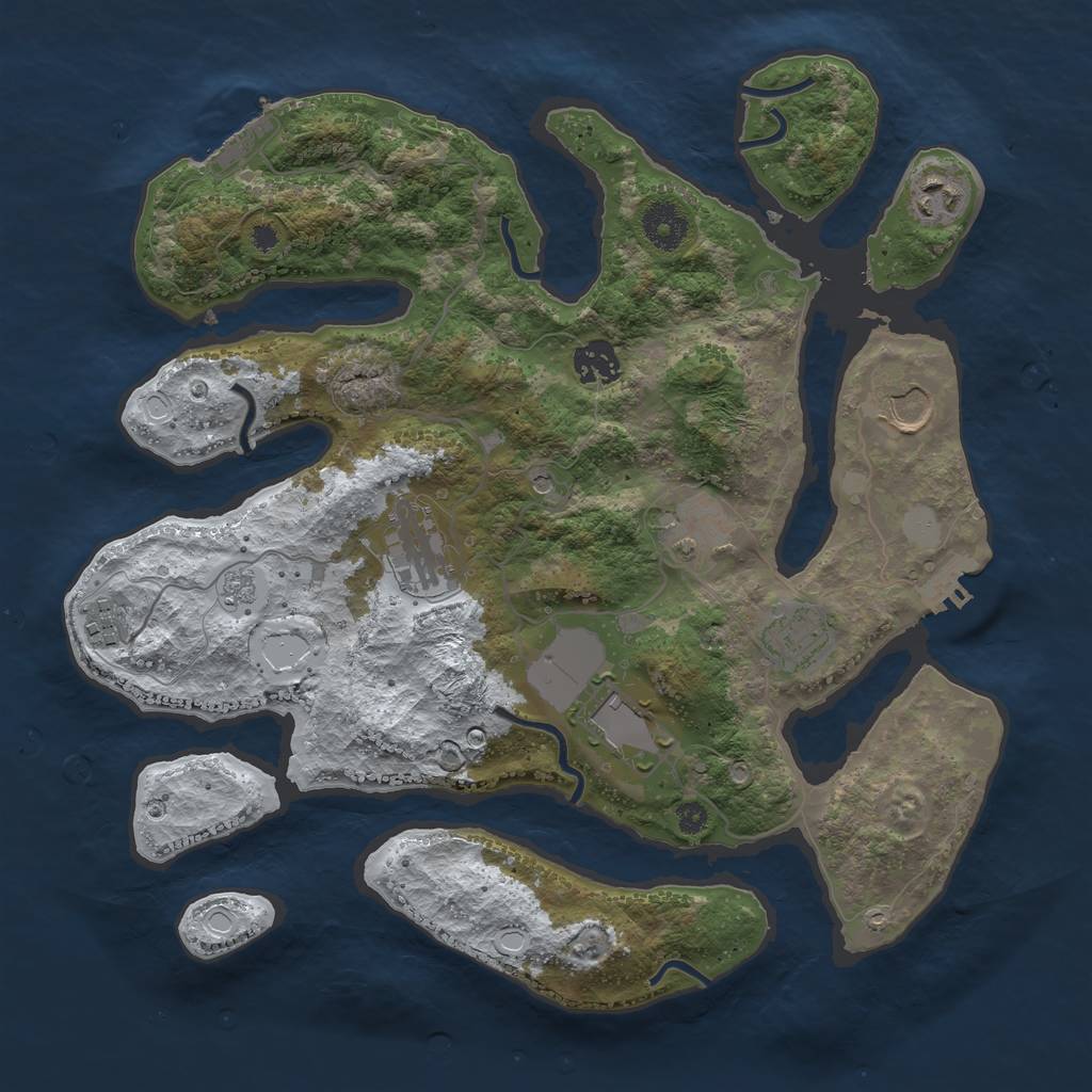 Rust Map: Procedural Map, Size: 3550, Seed: 207815, 17 Monuments