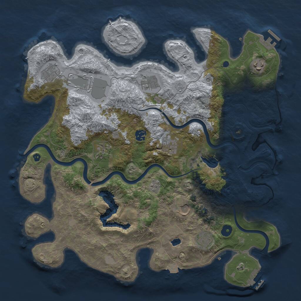 Rust Map: Procedural Map, Size: 4000, Seed: 208286730, 16 Monuments