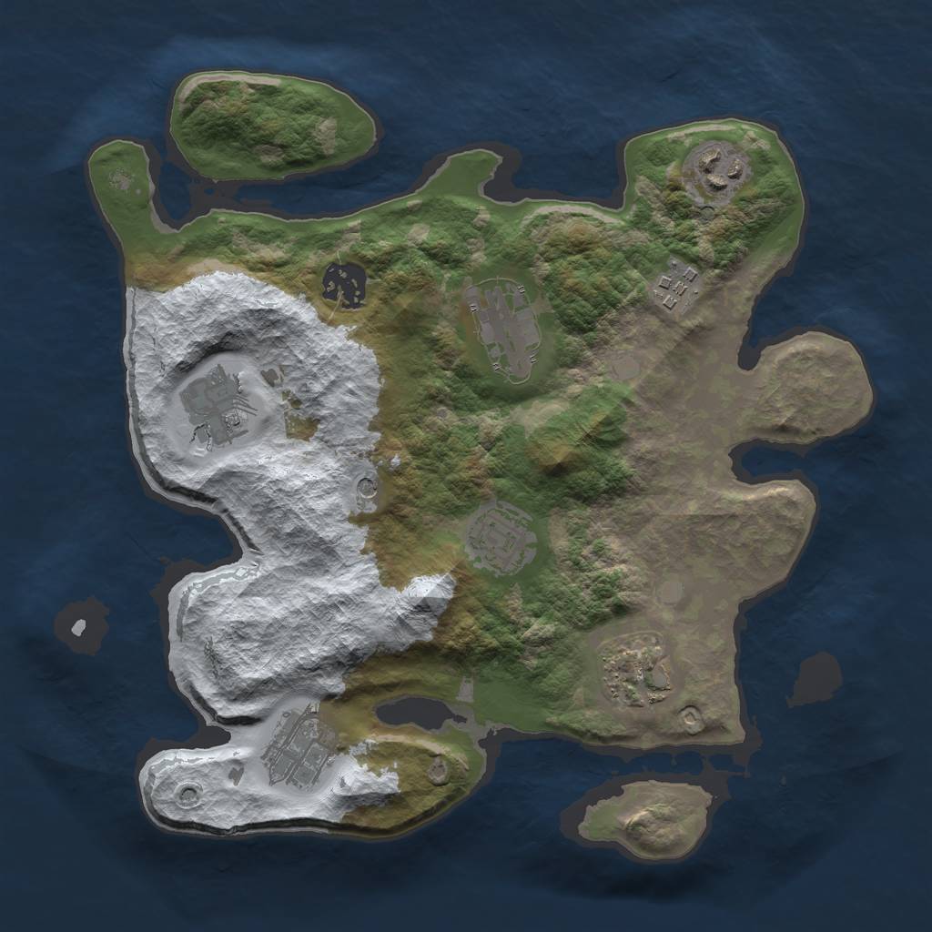 Rust Map: Barren, Size: 3000, Seed: 825915, 11 Monuments