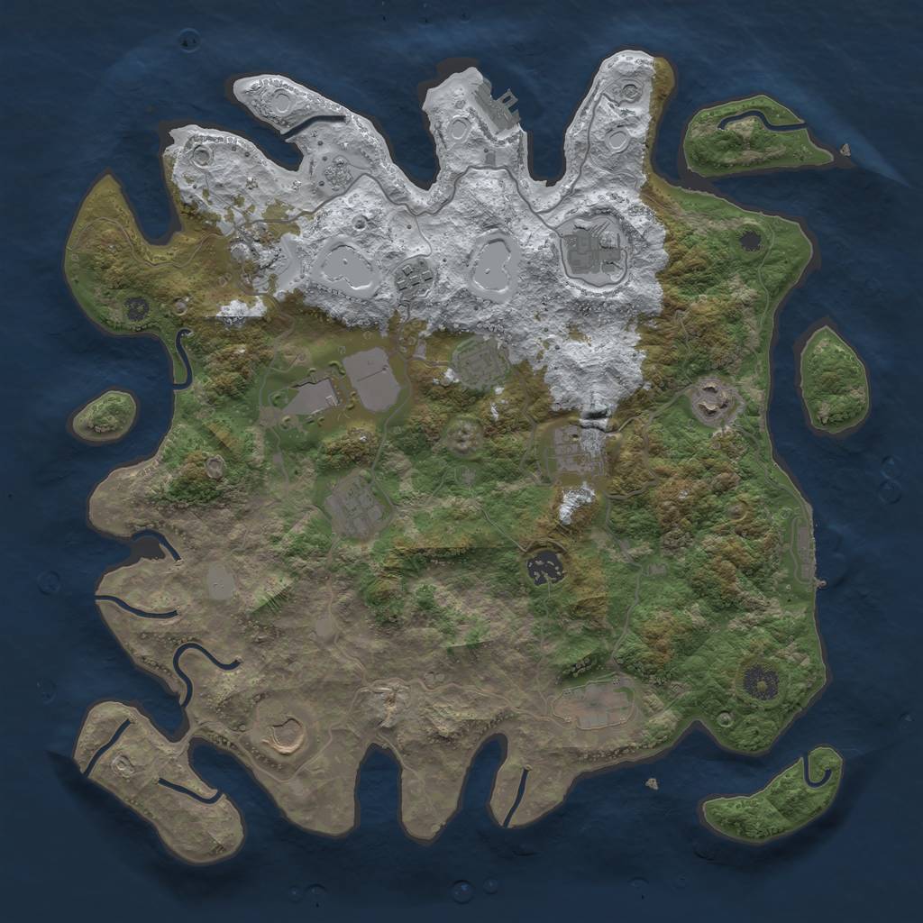 Rust Map: Procedural Map, Size: 3850, Seed: 1953337797, 20 Monuments