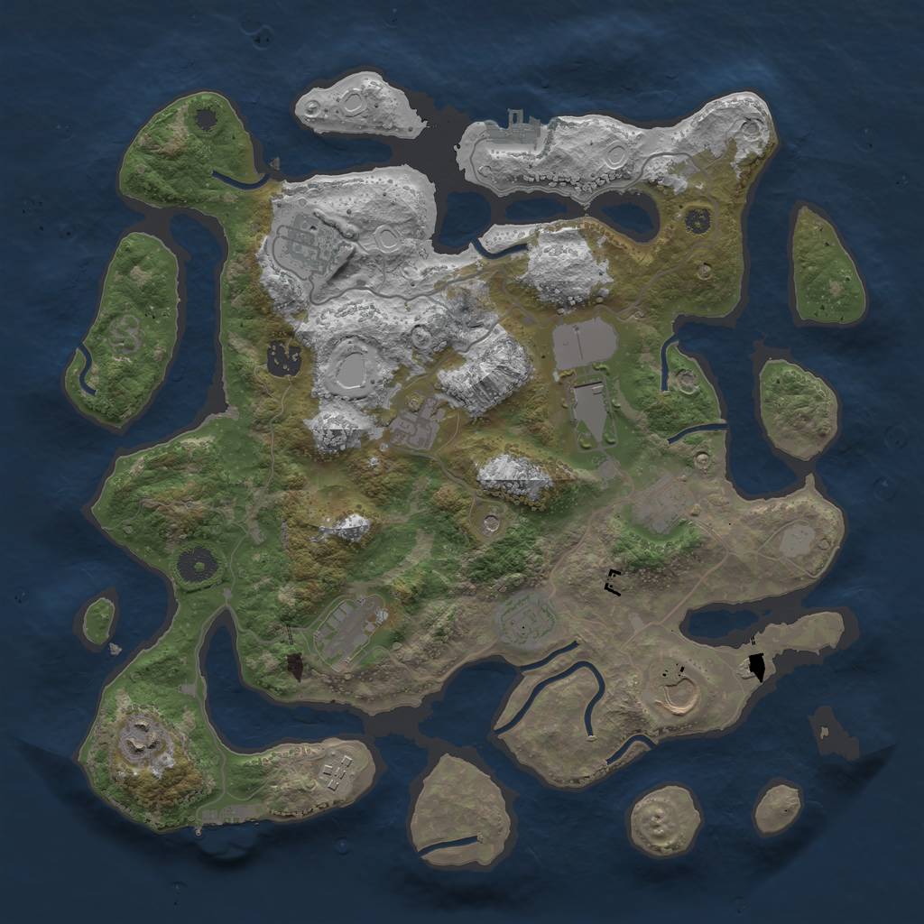 Rust Map: Procedural Map, Size: 3750, Seed: 2855, 18 Monuments