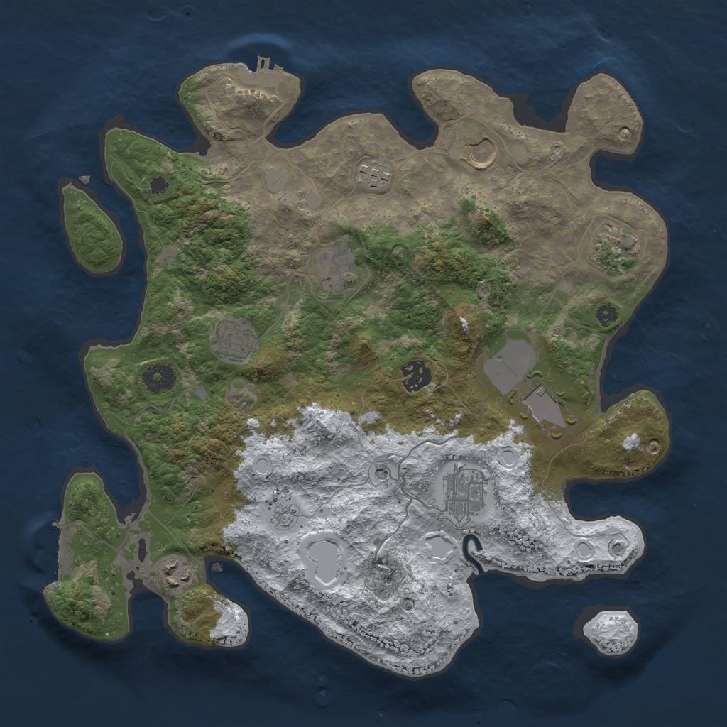 Rust Map: Procedural Map, Size: 3550, Seed: 1992028544, 18 Monuments