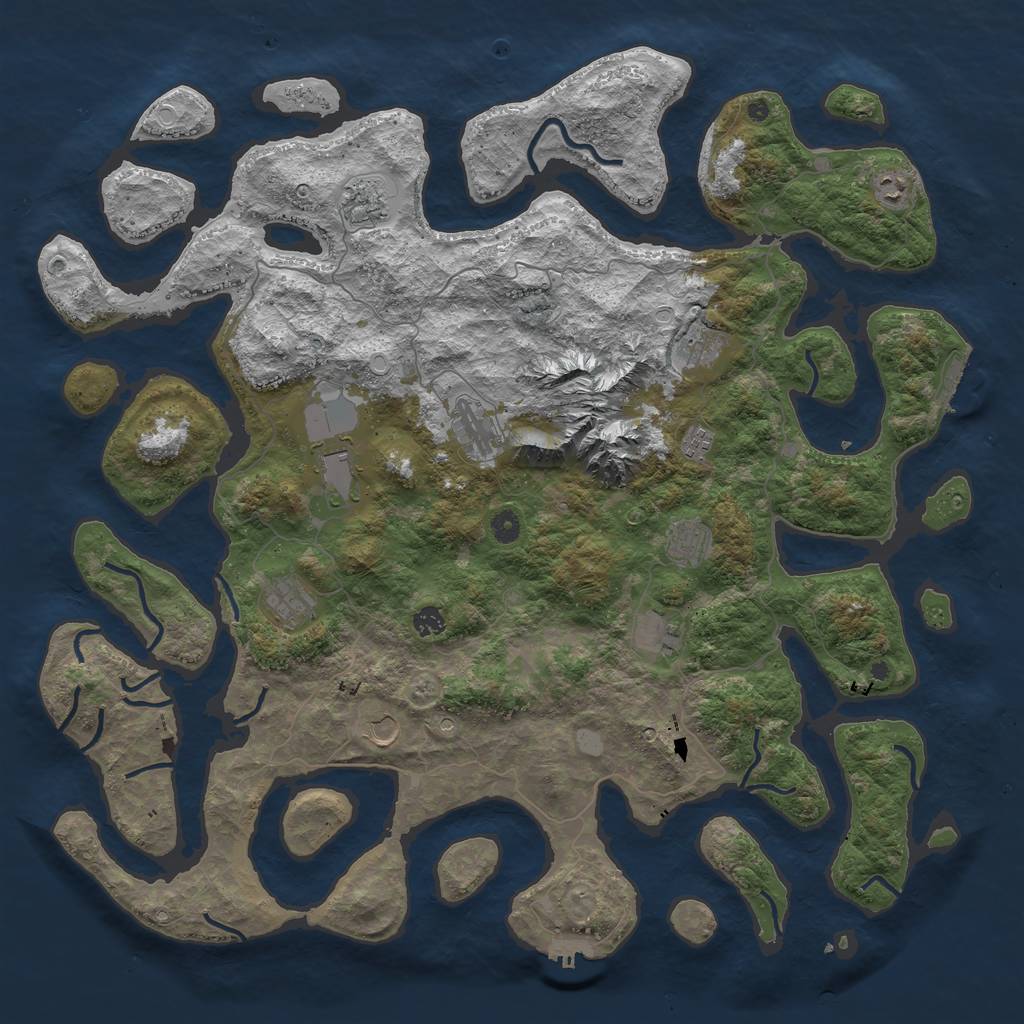 Rust Map: Procedural Map, Size: 5000, Seed: 2104, 19 Monuments