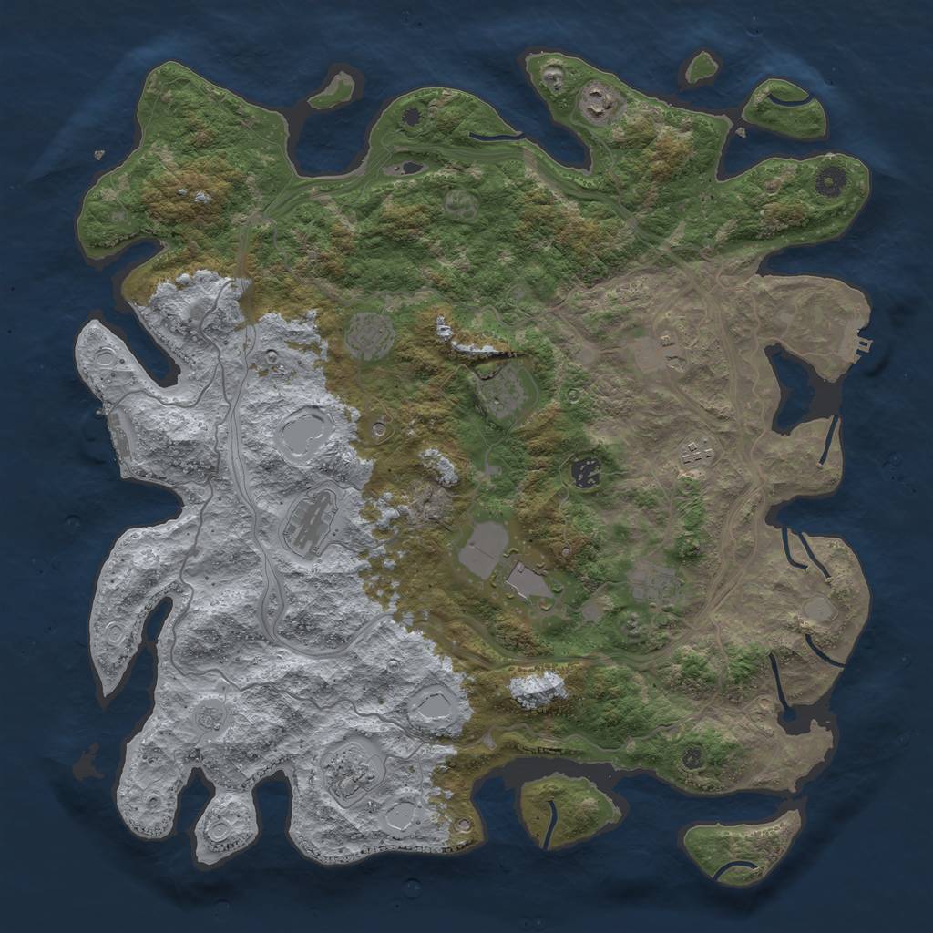 Rust Map: Procedural Map, Size: 4500, Seed: 608, 19 Monuments