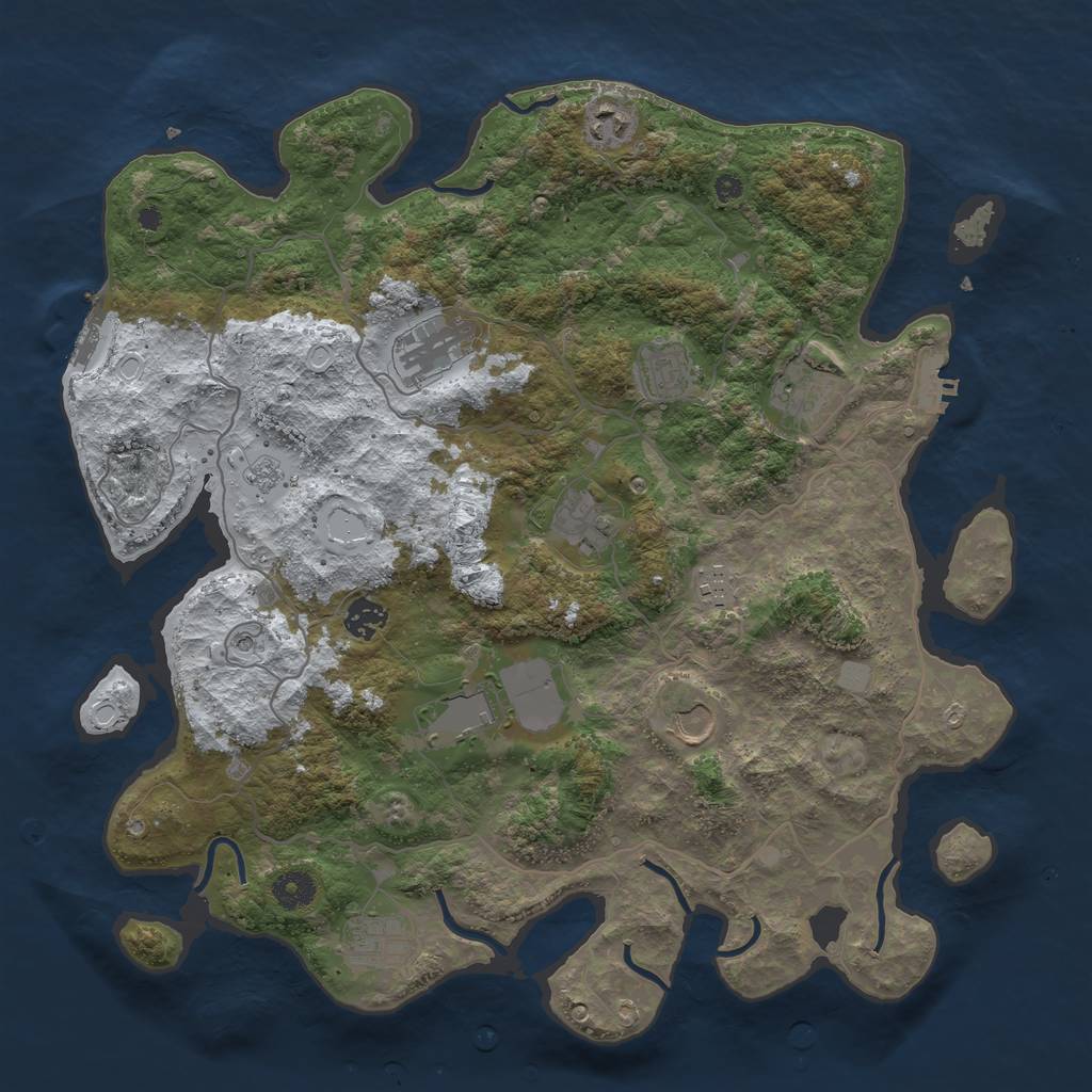 Rust Map: Procedural Map, Size: 4000, Seed: 654321, 19 Monuments