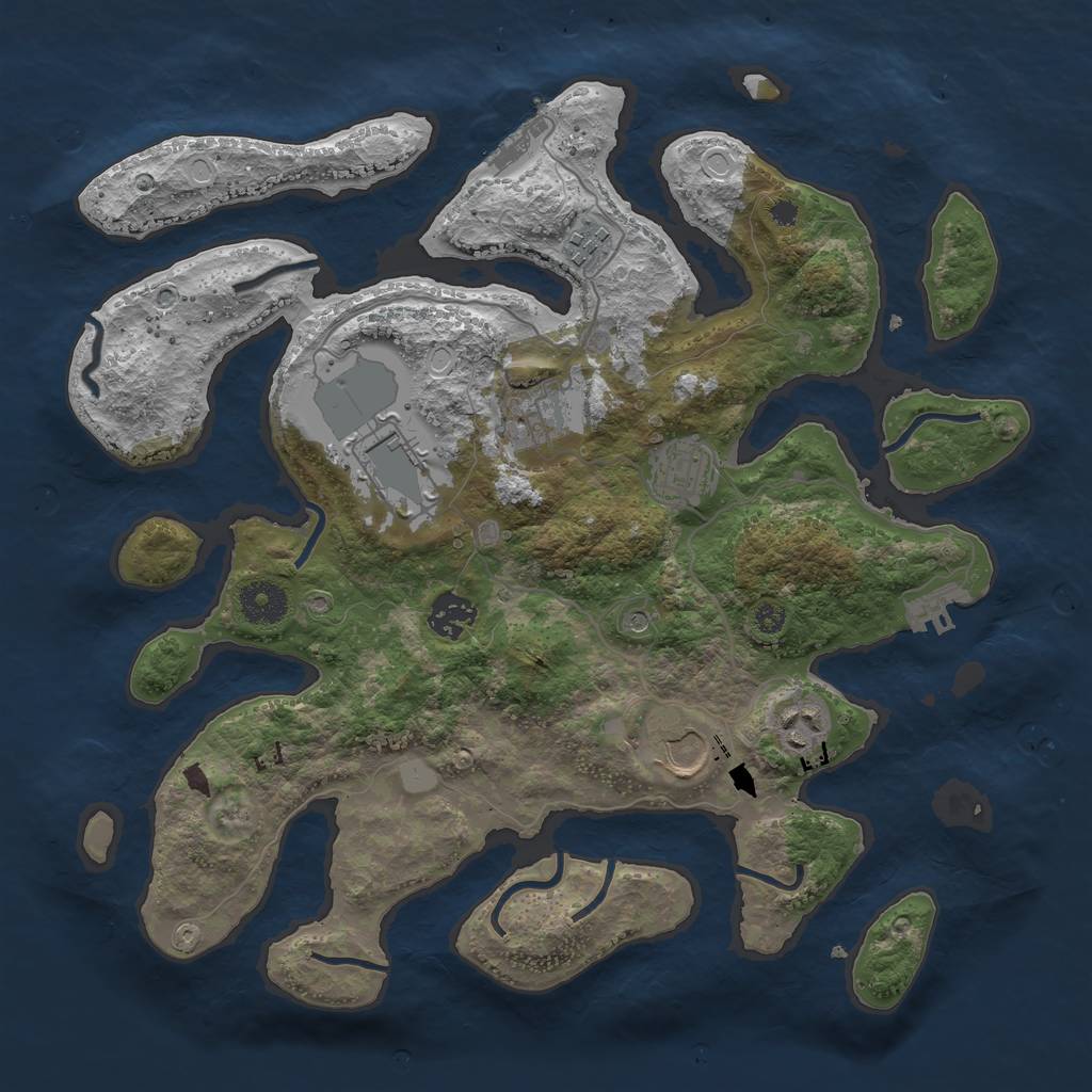 Rust Map: Procedural Map, Size: 3550, Seed: 533579, 15 Monuments