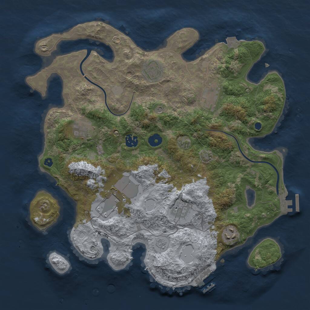 Rust Map: Procedural Map, Size: 3550, Seed: 442726, 13 Monuments