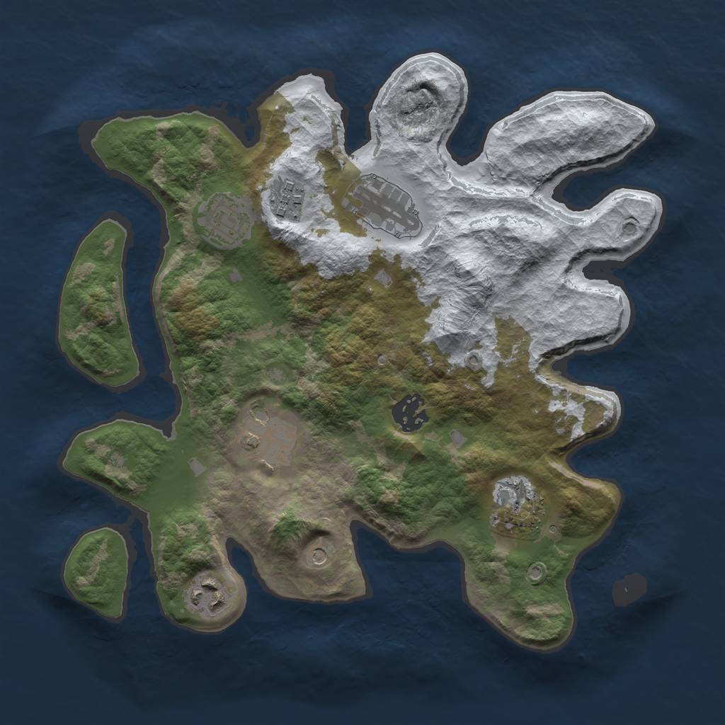 Rust Map: Barren, Size: 3000, Seed: 1908923680, 10 Monuments